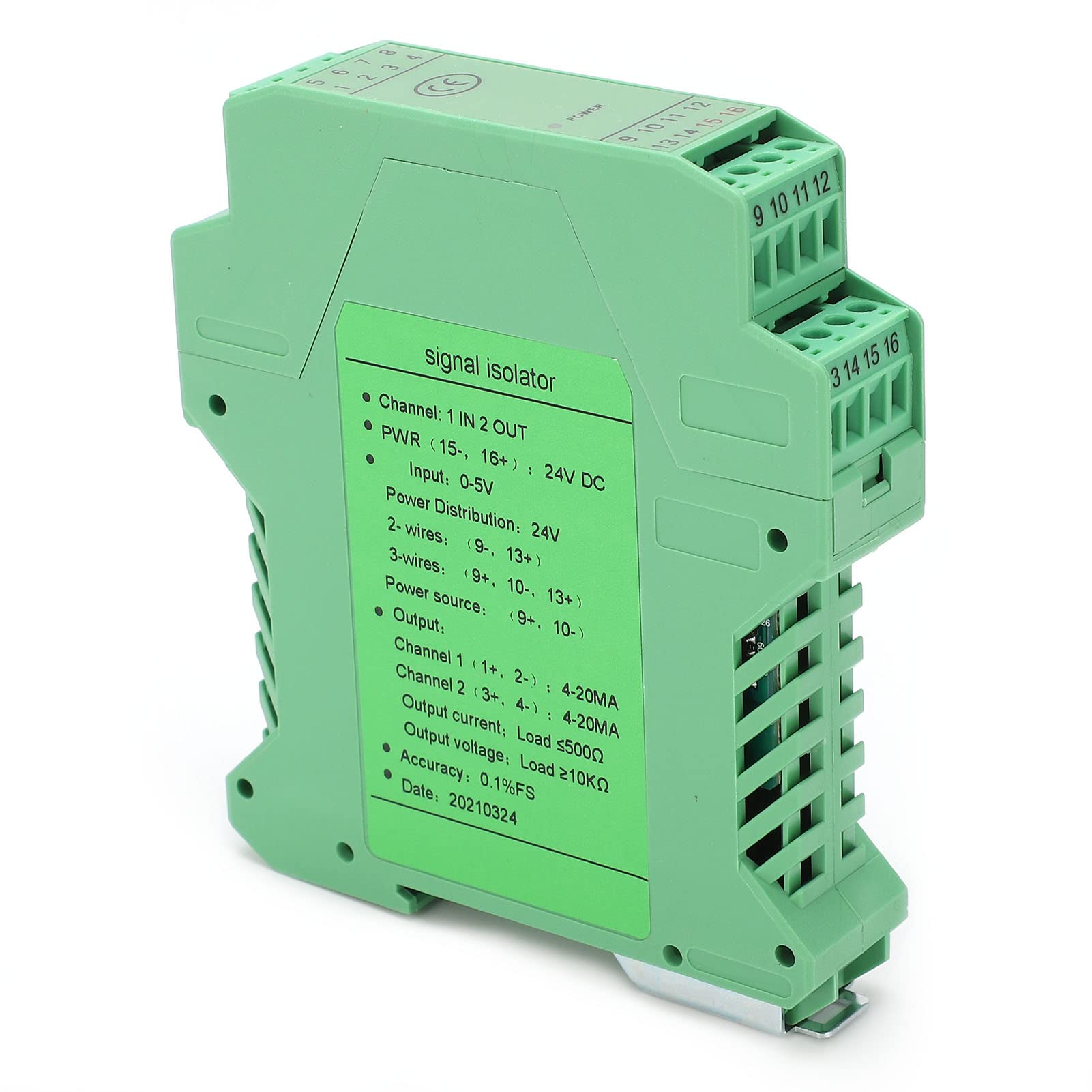 Splitter di Segnale 4-20Ma,Ozgkee Splitter di Segnale 4-20Ma DC Isolatore di Segnale Trasmettitore di Corrente Protezione del Circuito 1 Ingresso 2 Uscita 05V a 420Ma Condizionatore di Segnale Analogi