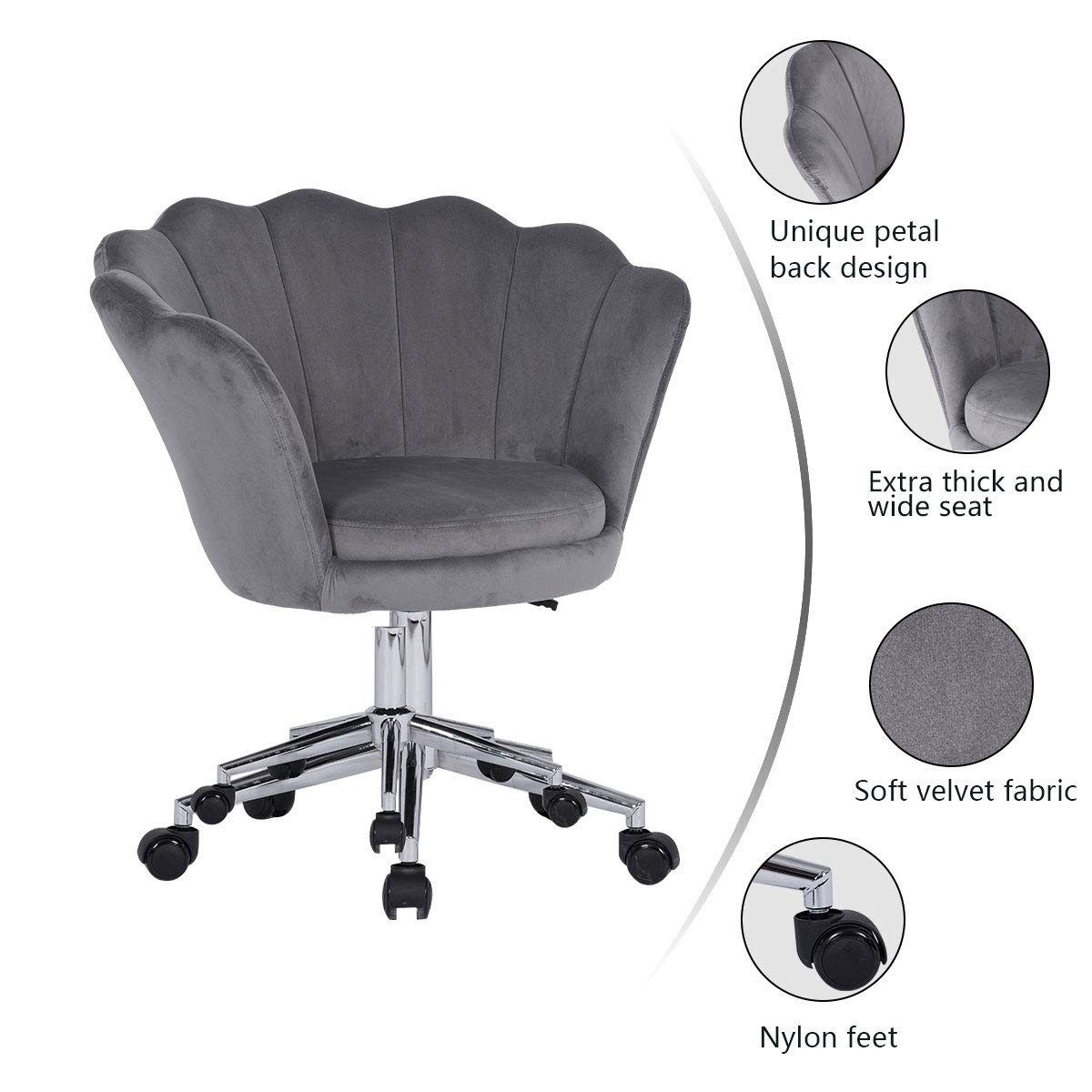 Buy Farelves Velvet Desk Chair Swivel Computer Chair for Home