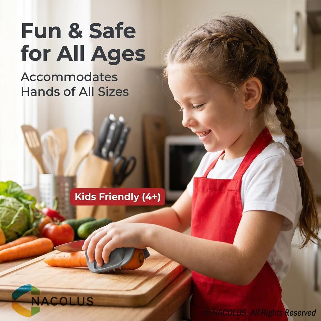 NACOLUS Grater Finger Guard for Mandoline Slicer,Vegetable Grater,Food Grabber for Box Grater,Finger Guards for Chopping, Slicing & Dicing, Sharp Knife Hand Protective Gear for Kitchen & Home (Gray)