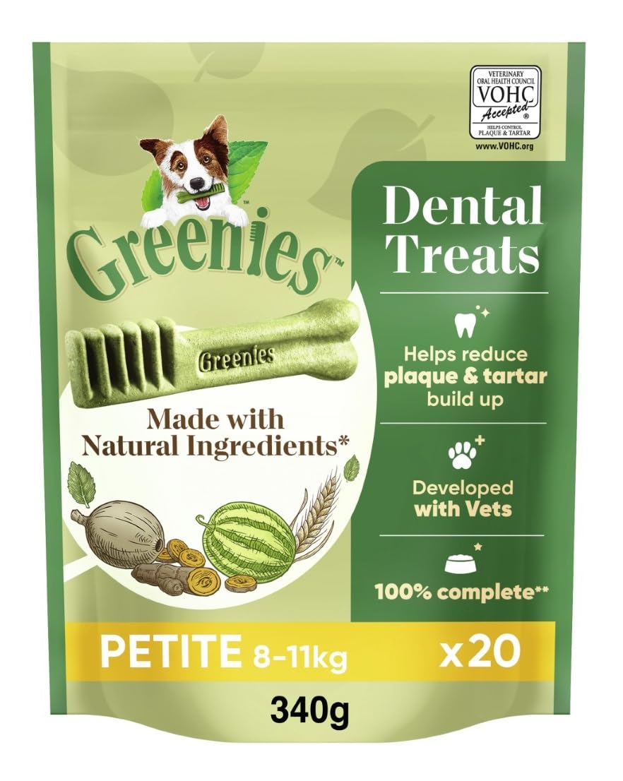 Greenies Dental Treats Original Petite – Zahnpflegesnacks für kleine Hunde von 8-11 kg – Hundeleckerli zur täglichen Zahnreinigung – 1 x 340 g