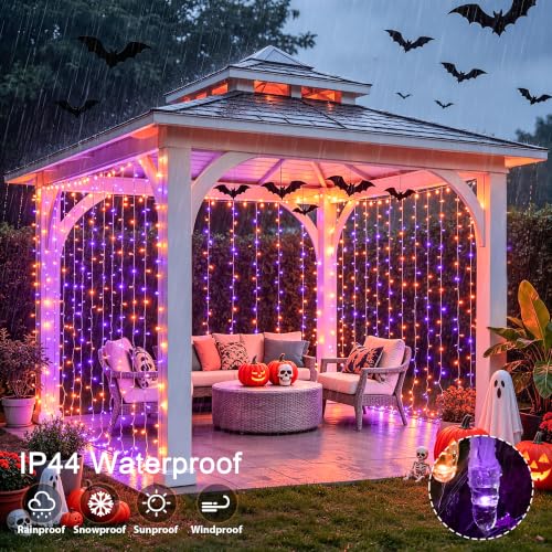 Image of JMEXSUSS 200 LED USB Plug in Orange and Purple Halloween Lights
