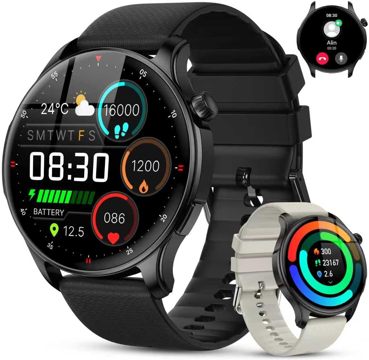 Waterproof Smartwatch for Men & Women: Fitness Tracker, Call Alerts, Heart Rate Monitor