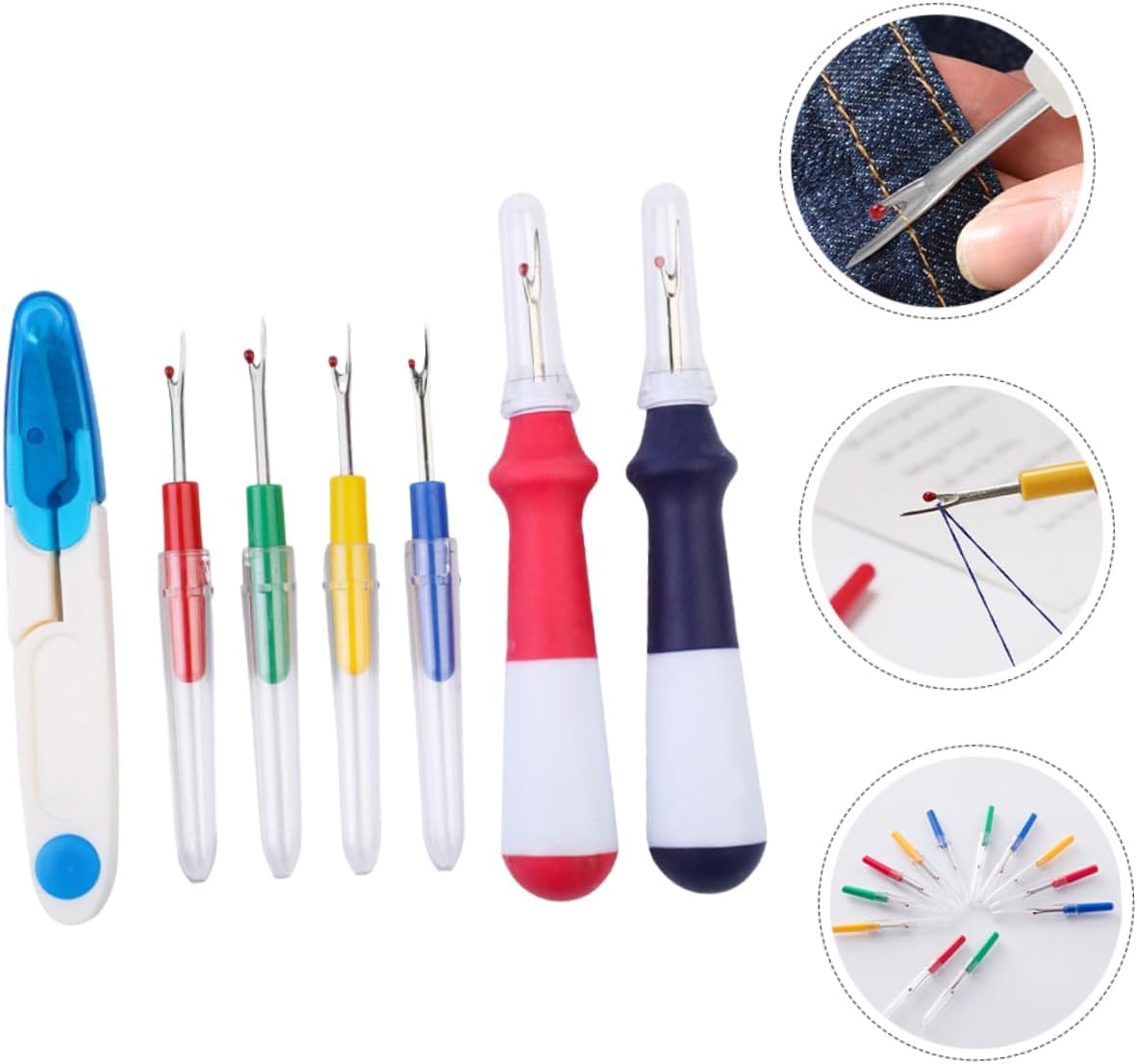 VILLCASE Stitching Tools Threader Seam Ripper Yarn Shears Hand Sewing Device Finger Protectors Steadiness for