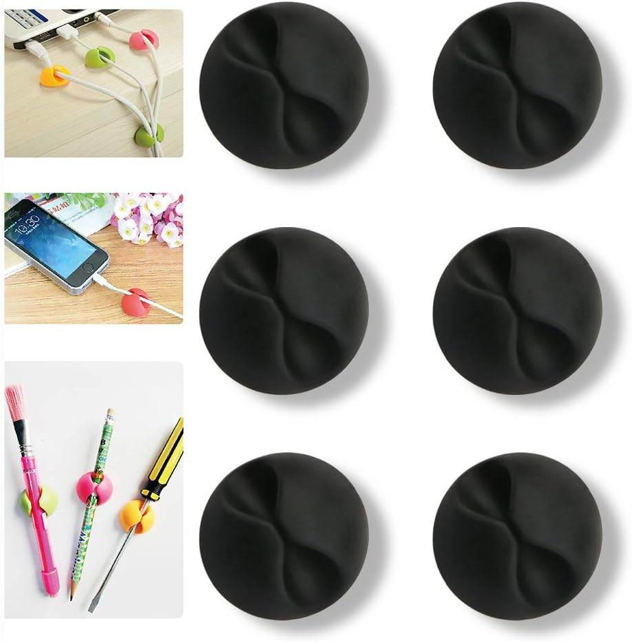 MOXVIN Original Cable Clips - Cord Holder & Organizer - Multi Purpose Cable Management Home and Office - Wire Organizer - Cord & Cable Holder - Desktop Cable Organizer - 6 Pcs