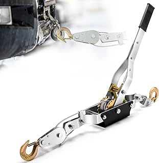 4 Ton Power Puller 2 Hook Ratchet Come Along Puller Tool Portable Come Along Winch Hand Winch Cable Puller Chain Puller with 6. 6 ft Cable
