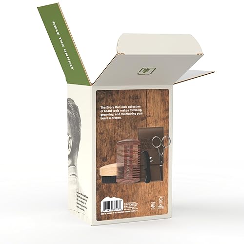 Miniatura 9 de Every Man Jack Juego de herramientas para barba  Peine de barba de doble diente, cepillo de barba de rigidez media, transparente de acero inoxidable