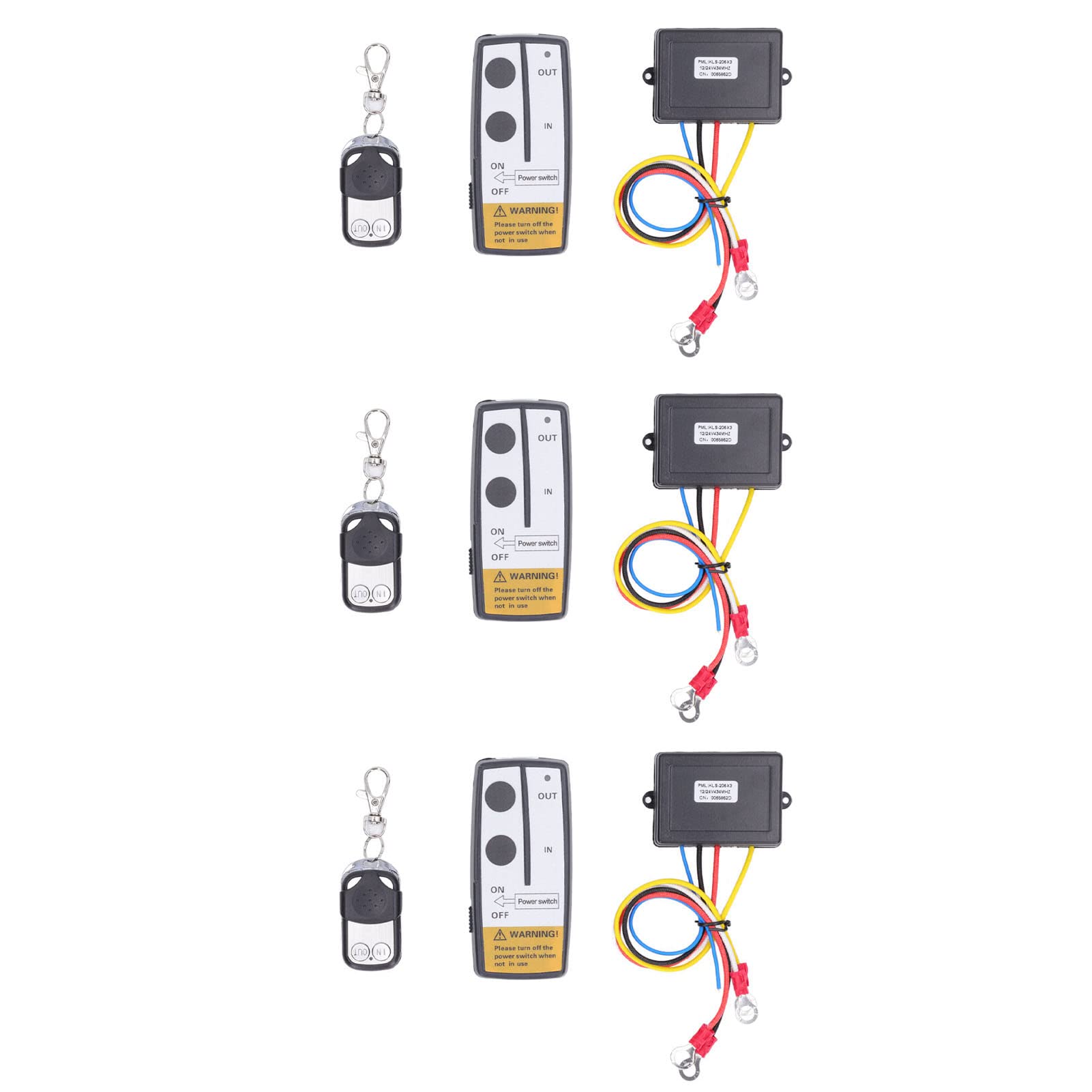Télécommande Universelle Sans Fil Pour Treuil 3 Récepteurs Et 3 Clés à Distance Ensemble De 3 Pièces Adapté à Divers Systèmes De Télécommande De Treuil électrique