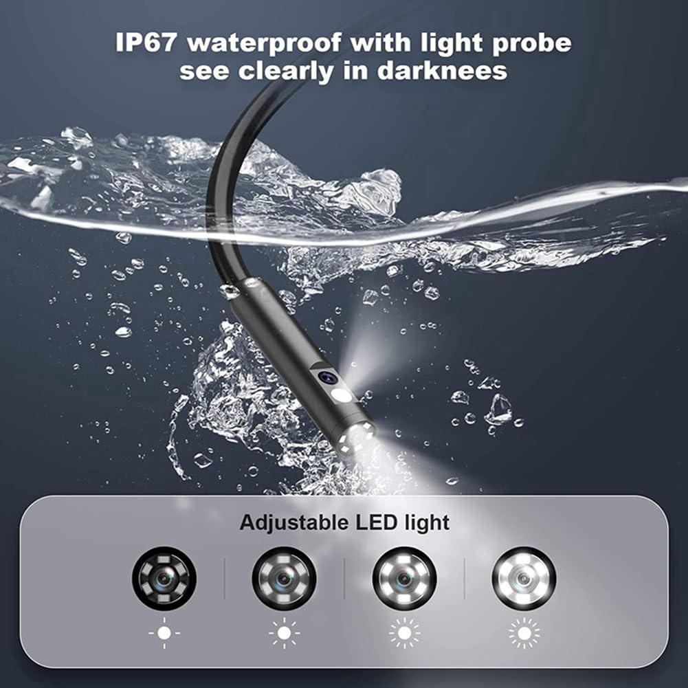 Endoscopi a doppio schermo IPS IP67 con zoom 1.5X 1080P 8 mm, endoscopi industriali staccabili, 10 m