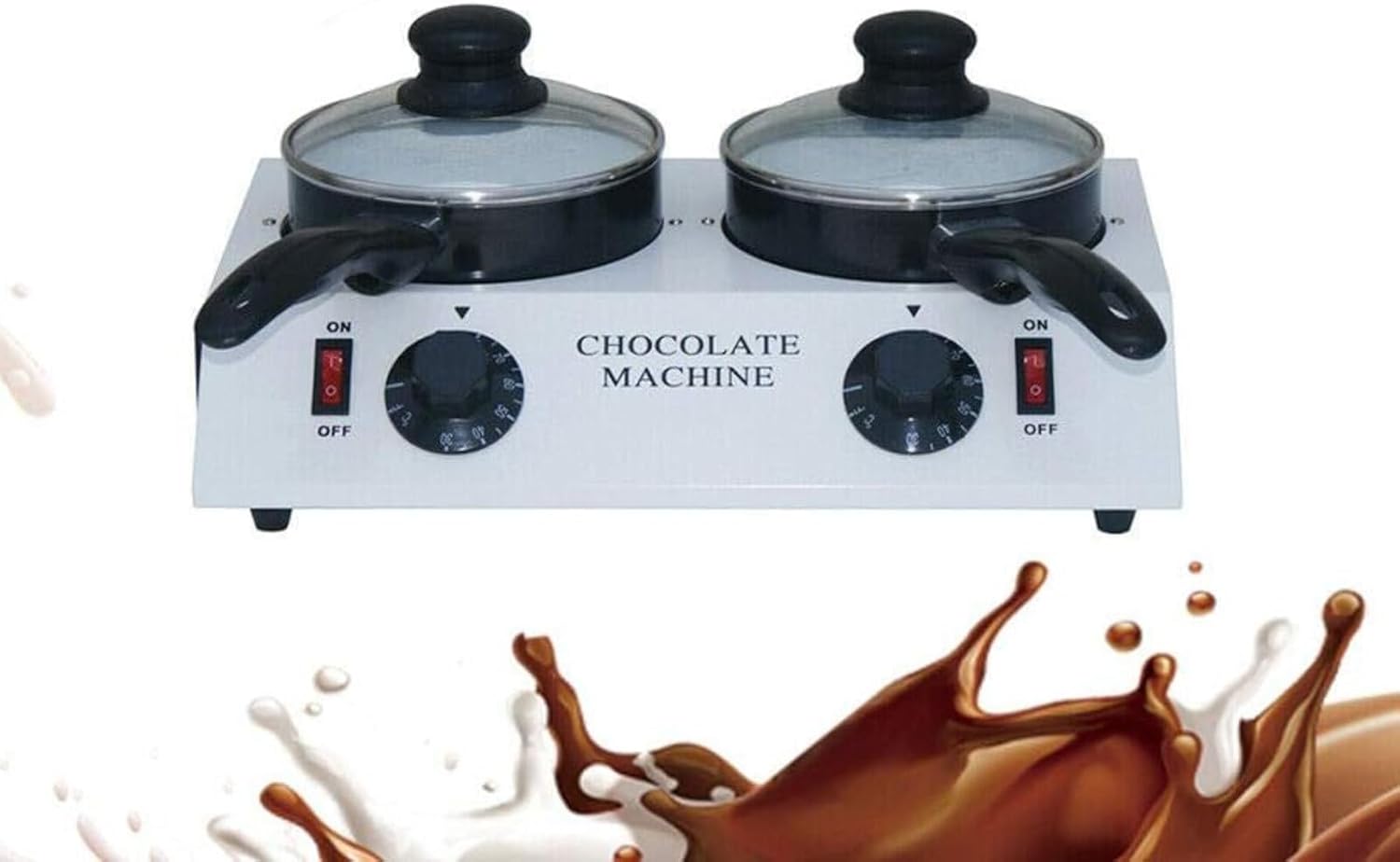 Electric Chocolate Melter Melting Machine Tempering Pot Warming Heater Melter Chocolate Fondue Stainless Steel Buffet Heater for Heater Liquid Warmer Melting,2 Cylinders