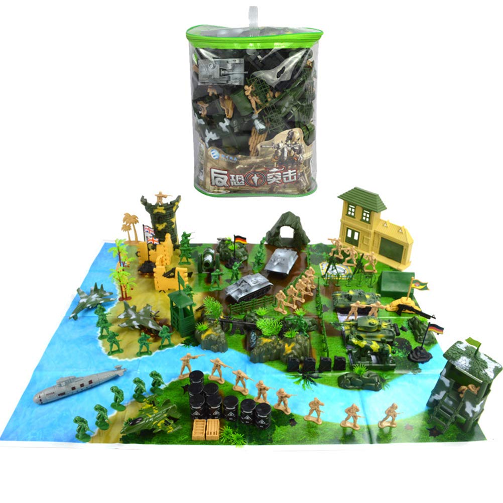 Set Soldatini Militari 130 Pezzi in Plastico, Giocattolo | Design Realistico, Adatto a Tavolo Sabbia, Stile Contemporaneo, 130 Pezzi per Attività di Gioco