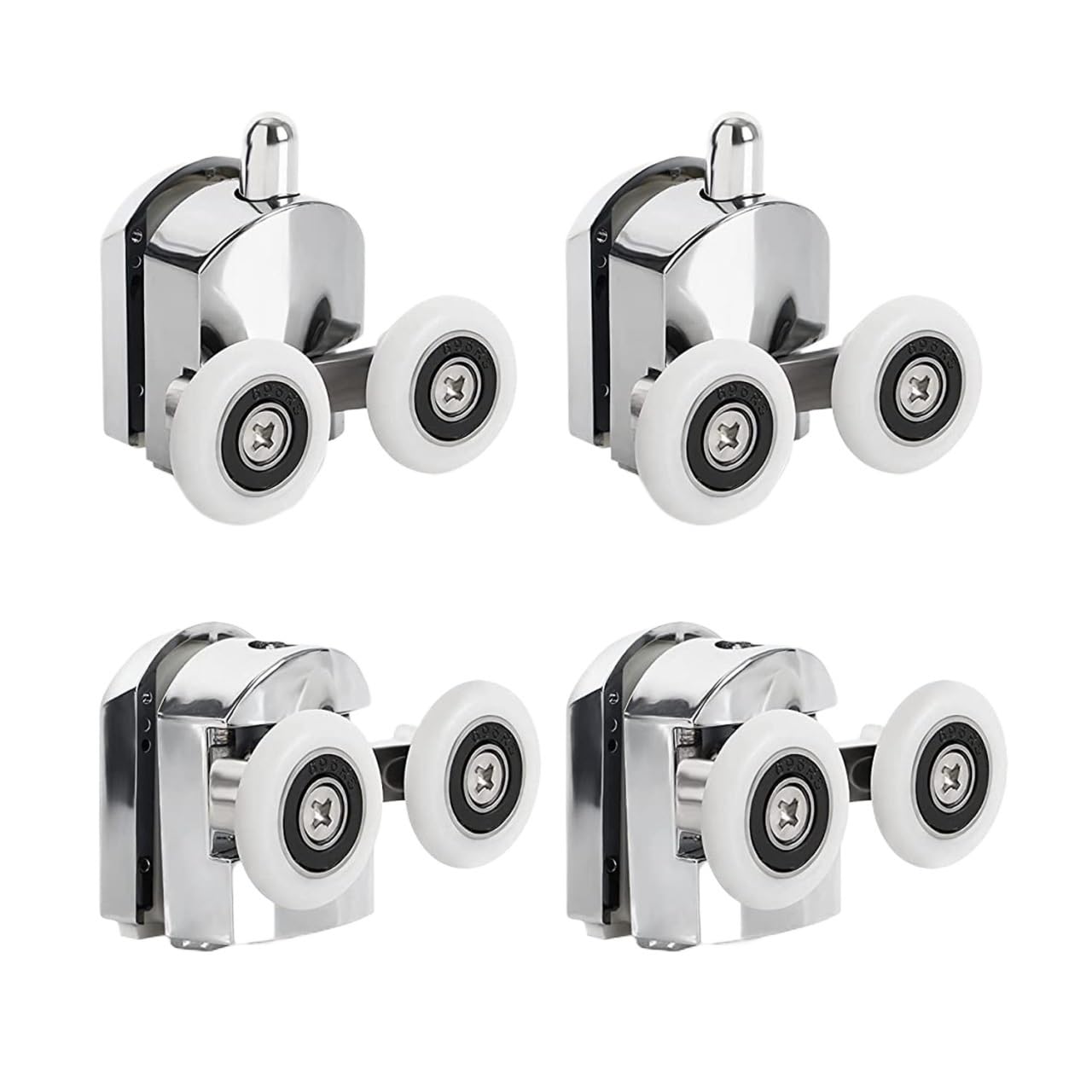 Shower Door Rollers 4pcs-8pcs Shower Door Rollers Runner 23mm/25mm Zinc Alloy Double-Wheels Replacement Sliding Roller Bearing Wheel(2top 2bottom,25MM)