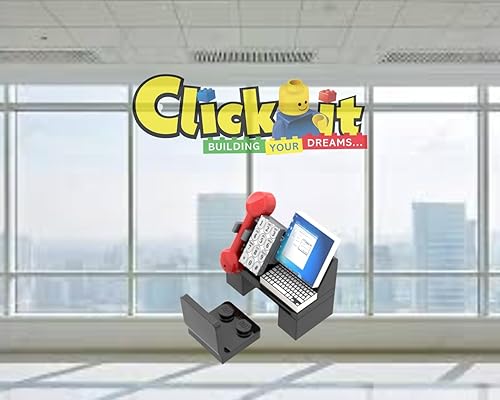 Miniatura 4 de CUSTOM TOYS & HOBBIES INC Building Bricks Business sman Lawyer Office Setup - Mesa de oficina de alta calidad, computadora de escritorio, teclado,