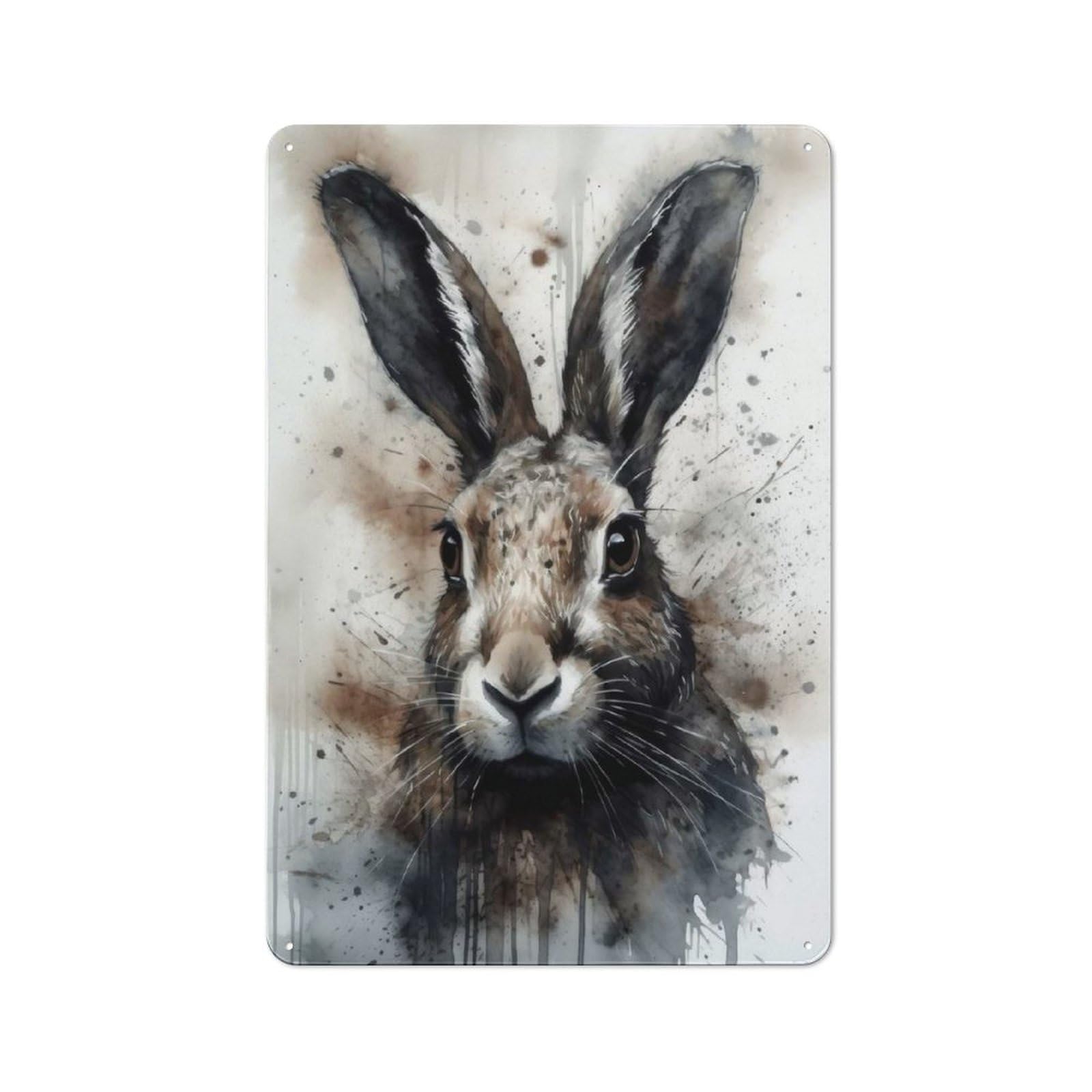 For Hobby Room Or Studio, Rabbit Beauty Inked Bunny Retro Metal Wall Sign 30x20cm, for Vintage Wall Decor Fans, for Themed Room Decoration