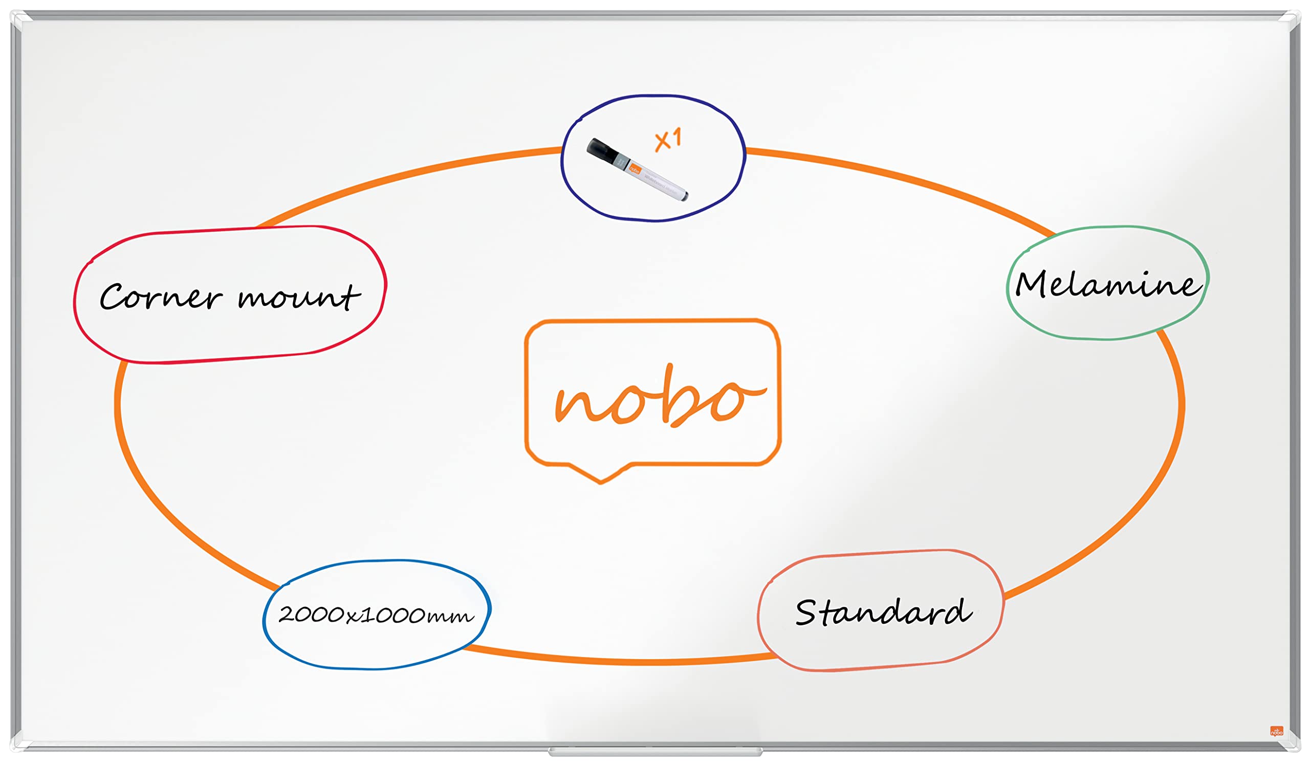 Nobo Premium Plus Melamine Whiteboard 2000x1000mm 1915172