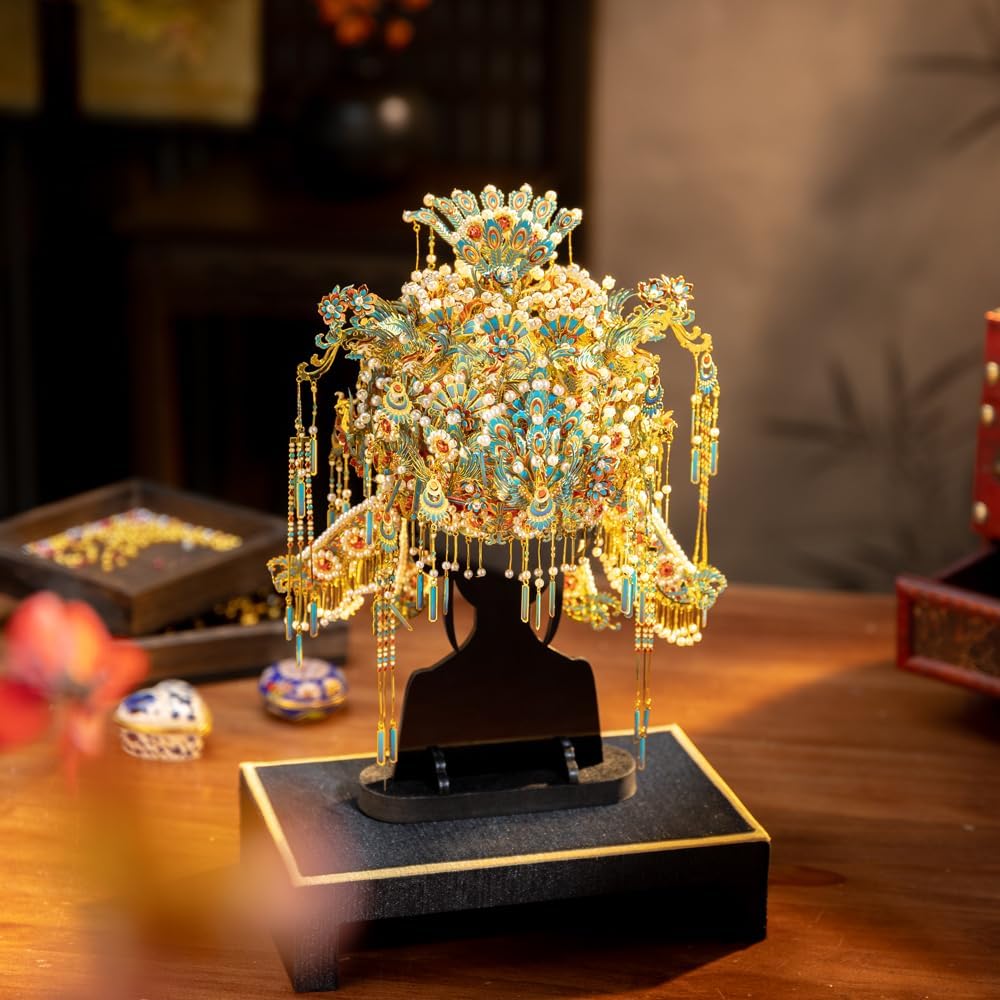 Piececool 3D Metal Puzzles for Adults, Chinese Kingfisher Phoenix Tiara Model Kits DIY Hobbies Crafts for Adult Difficult 3D Puzzles for Women, Home Decor Family Time Best Gifts