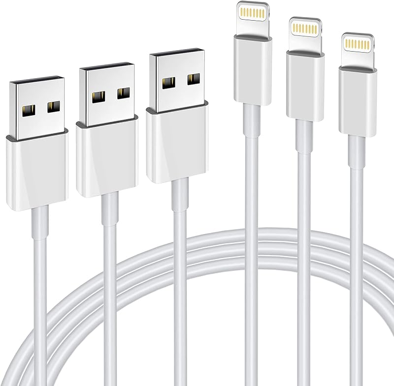 iPhone Charger Cable USB A to Lightning, 3-Pack 6ft, Apple MFi Certified | Fast Charging Data Sync Cord Compatible with iPhone 14/13/12/11 Pro Max XS XR X 8 7 6 5s Plus iPad iPod and More