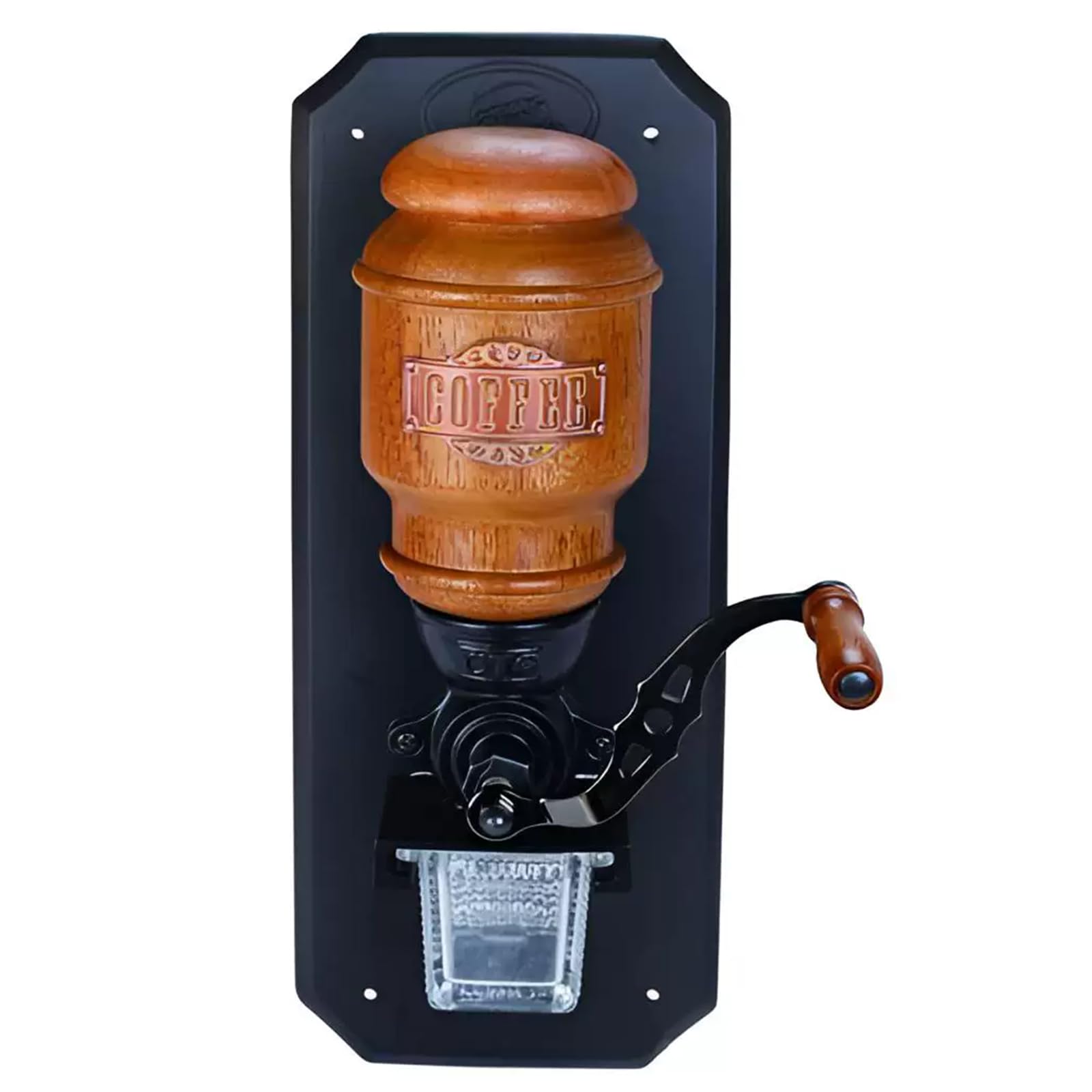 Vituord Wall Mounted Manual Coffee Grinder, Vintage Hand Crank Burr Mill, With 20g Bean Bin Capacity, Glass Powder Cup, For Home & Commercial Use