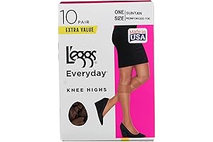 Women's 10-Pair Reinforced Toe Knee-High Nylon Stockings in Tan