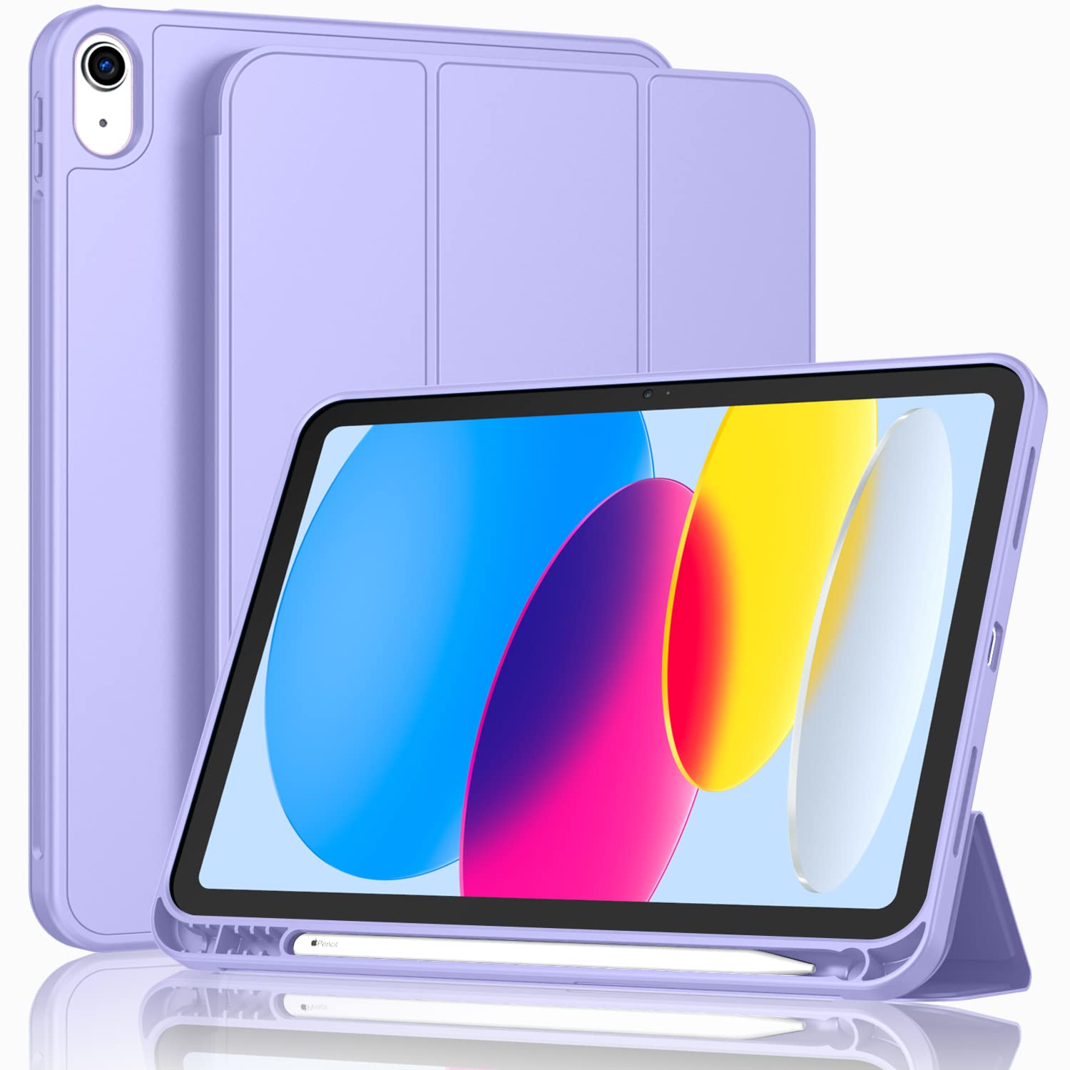 ToaPoia Case for iPad (A16) 11 Inch 2025/iPad 10th Generation 10.9 Inch 2022, Slim Trifold Stand Protective Cover with Pencil Holder and Soft TPU Back,Support Auto Sleep/Wake (Light Purple)