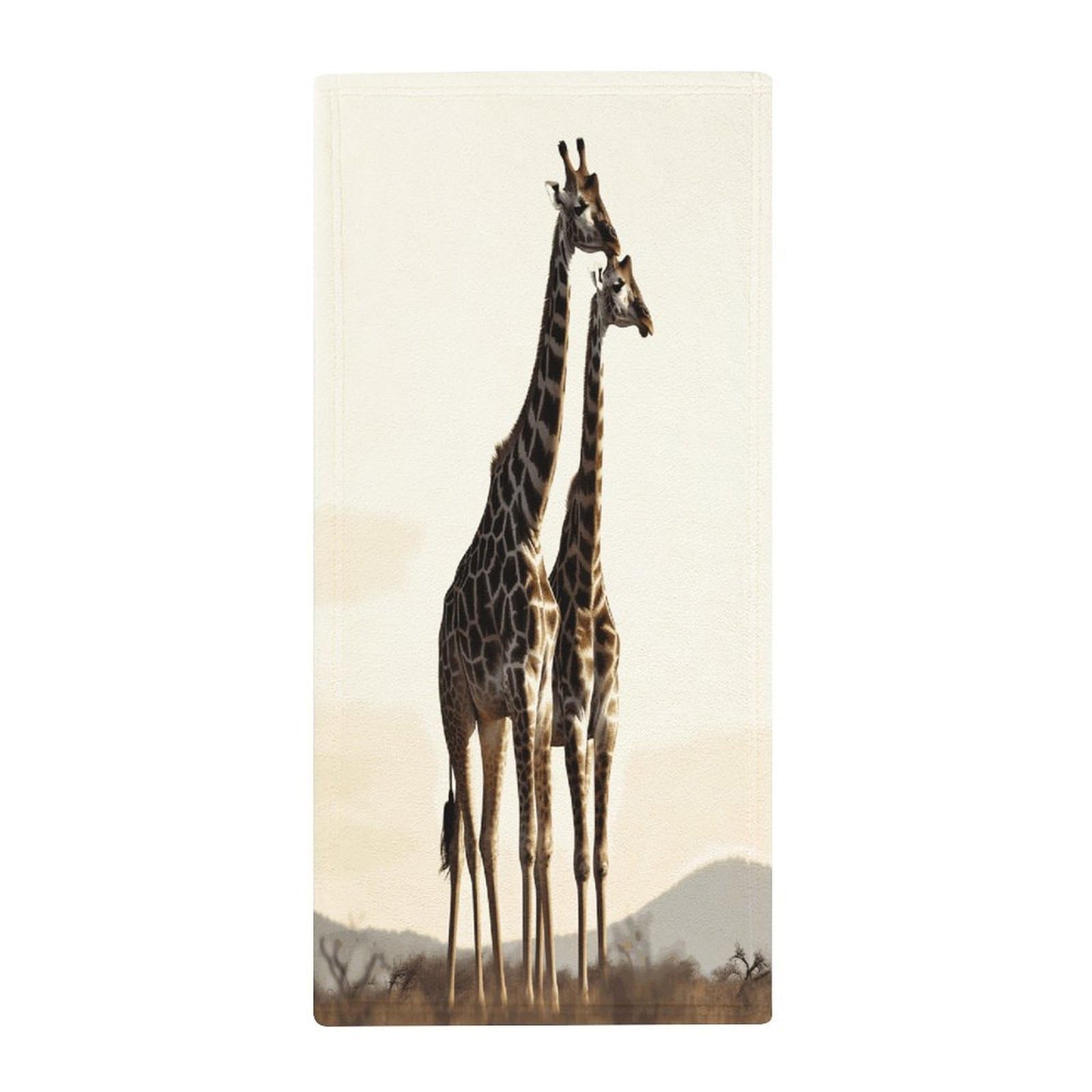 MUSM Premium Hand Towels for Bathroom Ultra Soft Printed Towels Coral Velvet Kitchen Hand African Giraffe Towel Highly Absorbent Hotel Spa Towel Collection 13.8 X 28.7 in