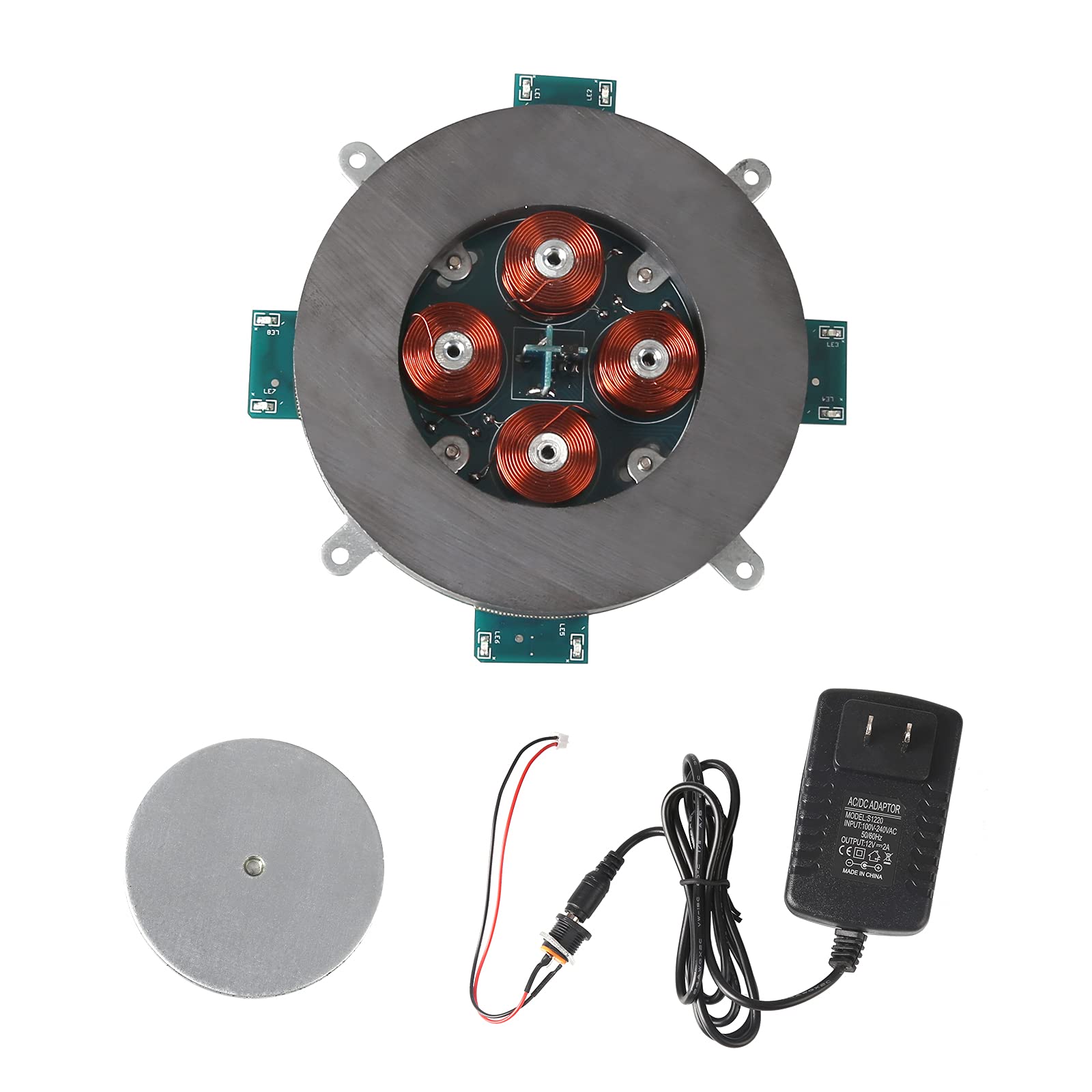 MetalloMotions Under-stacked Magnetic Levitation, DIY Magnetic Floating Module, Magnetic Suspension with Light (500 g Load Capacity))