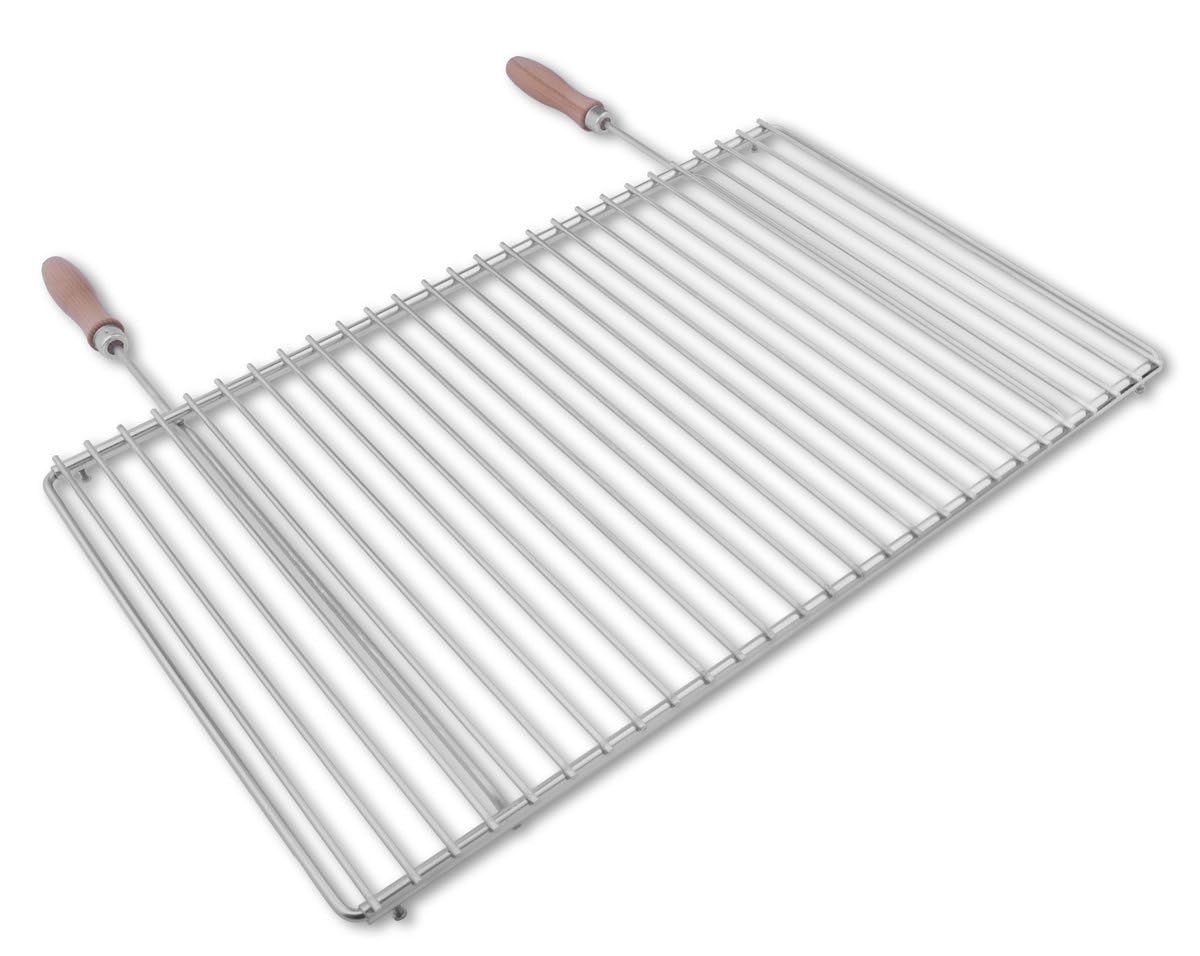 Rejilla barbacoa inox ajustable 60–70 × 37 cm con asas