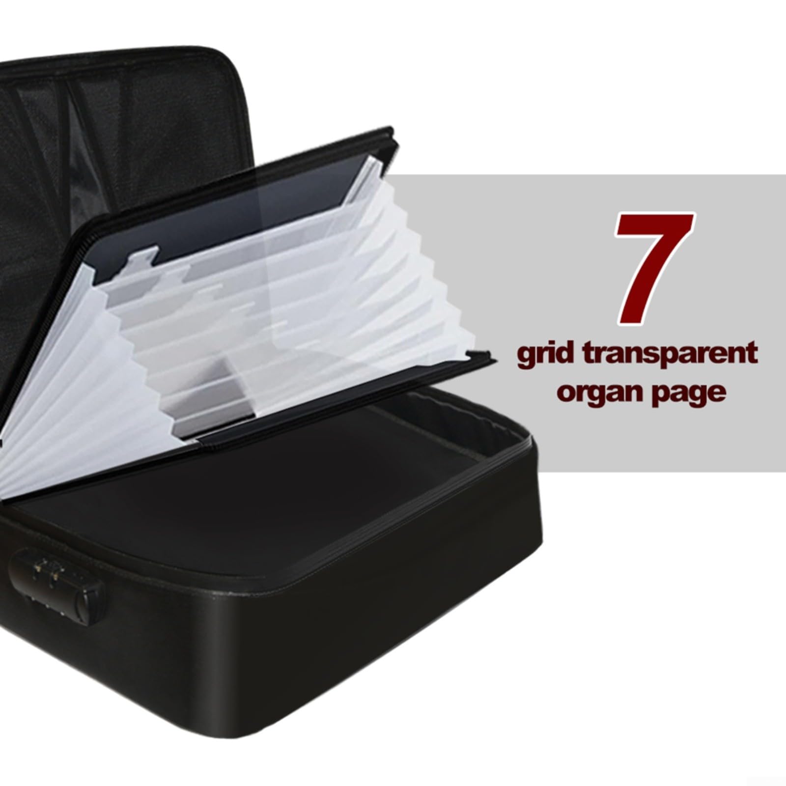 Scatola portadocumenti ignifuga con serratura a 3 cifre, borsa organizer per documenti di grande capacità, con 7 tasche per carte di passaporto, USB, custodia sicura portatile per casa