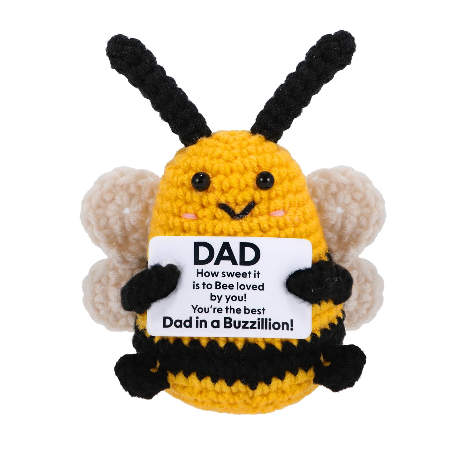 Wompolle Men's As Picture Fathers Day Dad Gifts For Daddy Christmas Step New First Time Dad Husband Birthday Gift, Funny Easter Basket Stuffers For Mini Cute Handmade Crochet Positive Bee