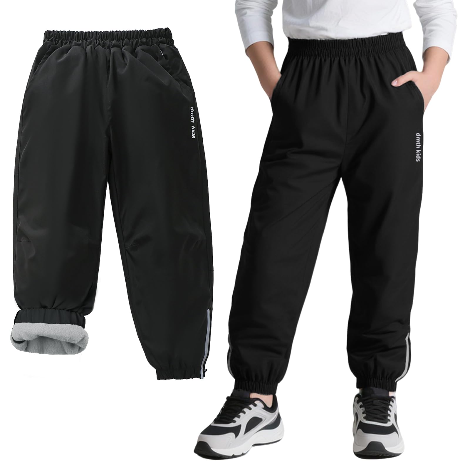 Pantalon Softshell Imperméable Enfant Chaud Doublé Polaire Hiver Coupe-Vent Ski Neige Pluie 5-14 Ans