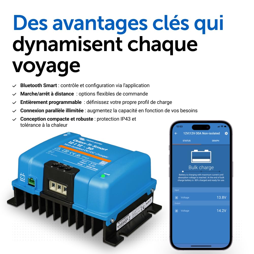 Victron Energy Orion-TR Smart 12/12-Volt 30 A 360 W CC-CC Chargeur Non Isolé (Bluetooth)