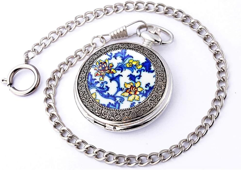 懐中時計、ヴィンテージ懐中時計、ヴィンテージフリップ懐中時計、クォーツ懐中時計、アラビア数字スケール、メンズ、レディース、チェーン付