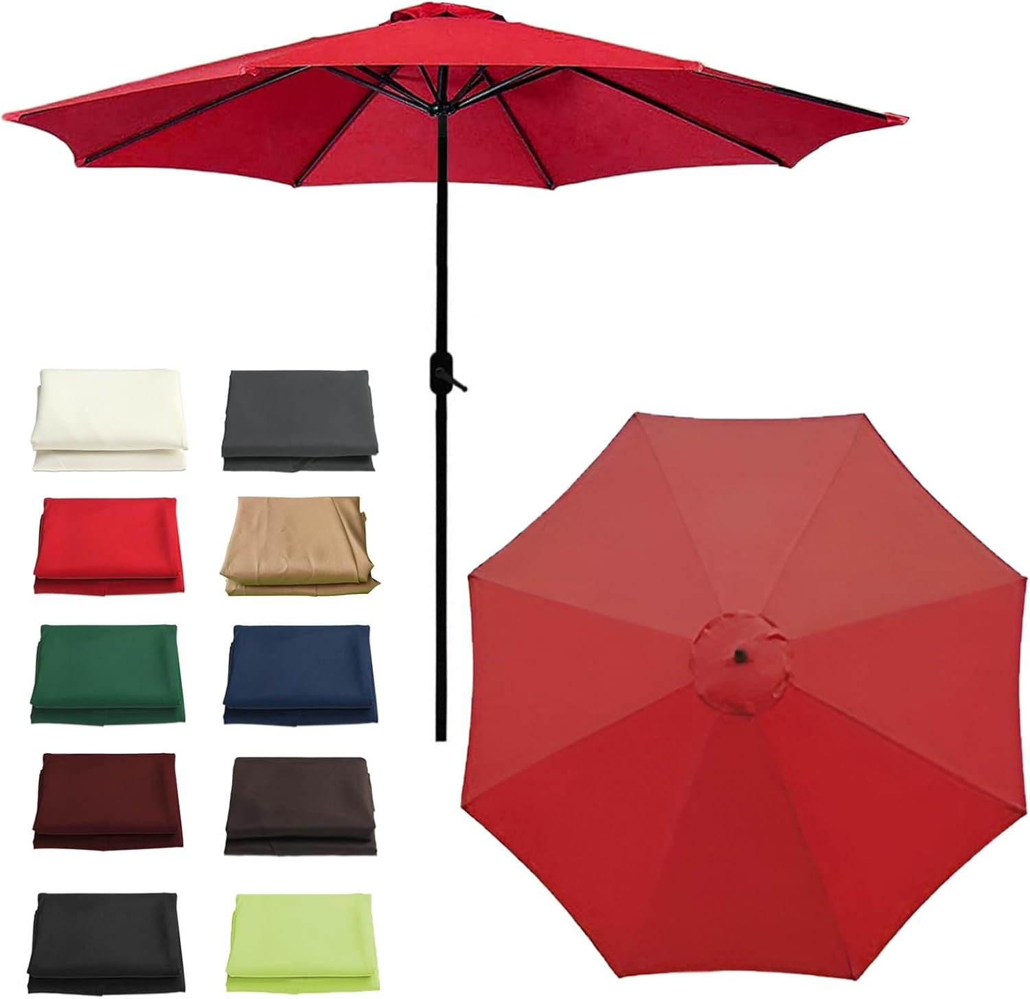 Universal Umbrella Replacement Cloth, 6 Arms/8 Arms, 8.9ft/9.9ft (2.7M/3.0M), Garden Umbrella Replacement Parasol Fabric Cover, Patio Umbrella Replacement Canopy, Sun Umbrella Replacement Cloth ( Colo