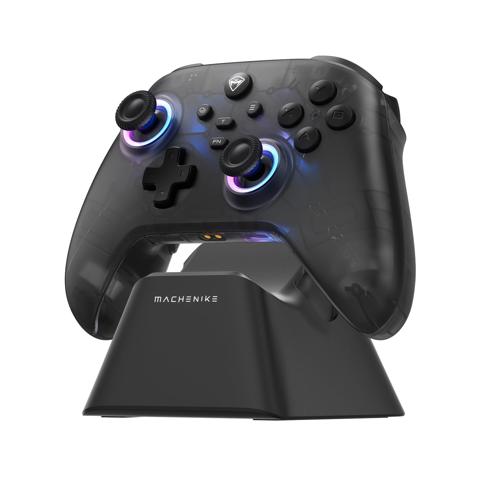 Machenike G3V2 Manette Sans fil PC, 2 Joystick à Effet Hall Réglable, 2 Boutons Programmables, Lumières RGB Multicolores, Pour PC/Switch/iOS/Android, Batterie 1000mAh, Charge Station(Noir, PE-Upgrade)