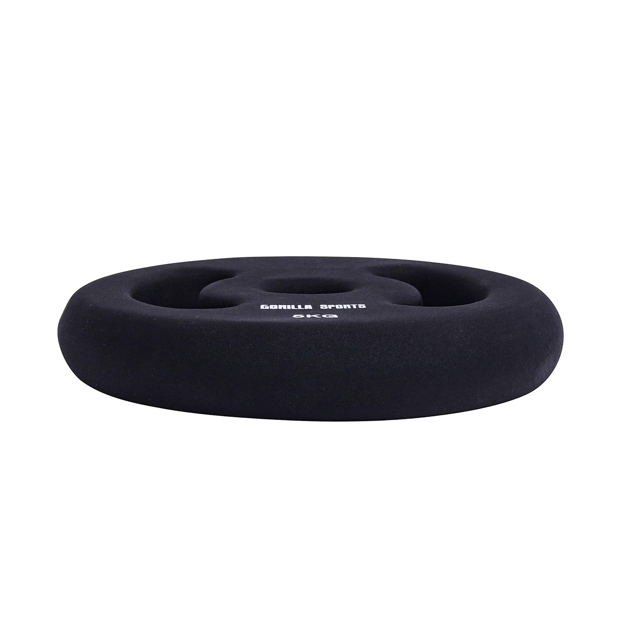 GORILLA SPORTS® Juego de 2 discos de pesas de neopreno, 2 x 1 kg, 2 x 2 kg, 2 x 3 kg, 2 x 4 kg, 2 x 5 kg, 2 x 5 kg, orificio de 30/31 mm, con asas, hierro fundido