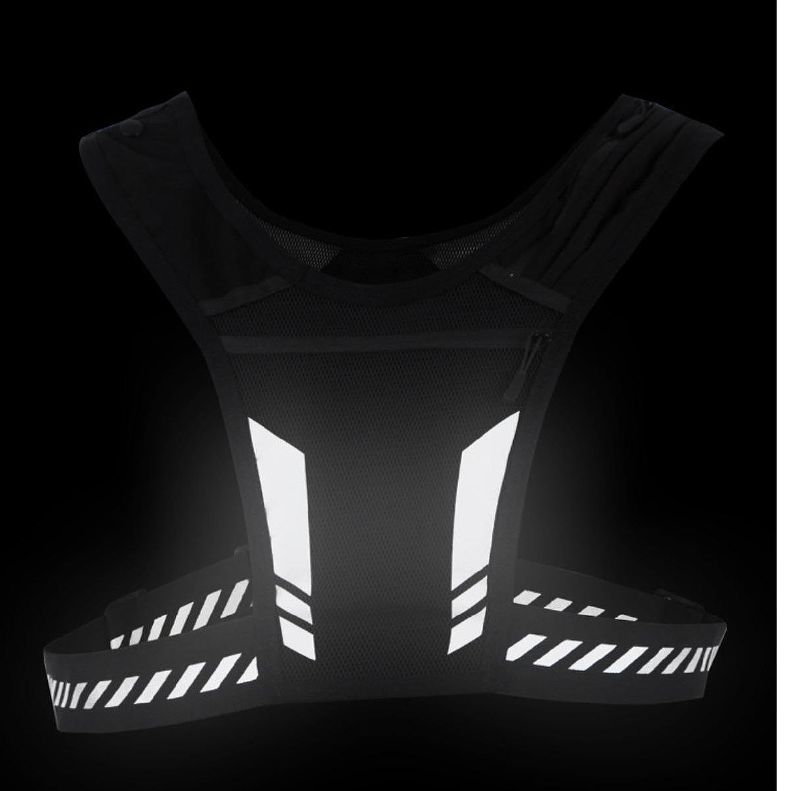 MERISHOPP Running Vest with Reflective Strips Chest Bag Chest Phone Holder for Workout Black-picture-17