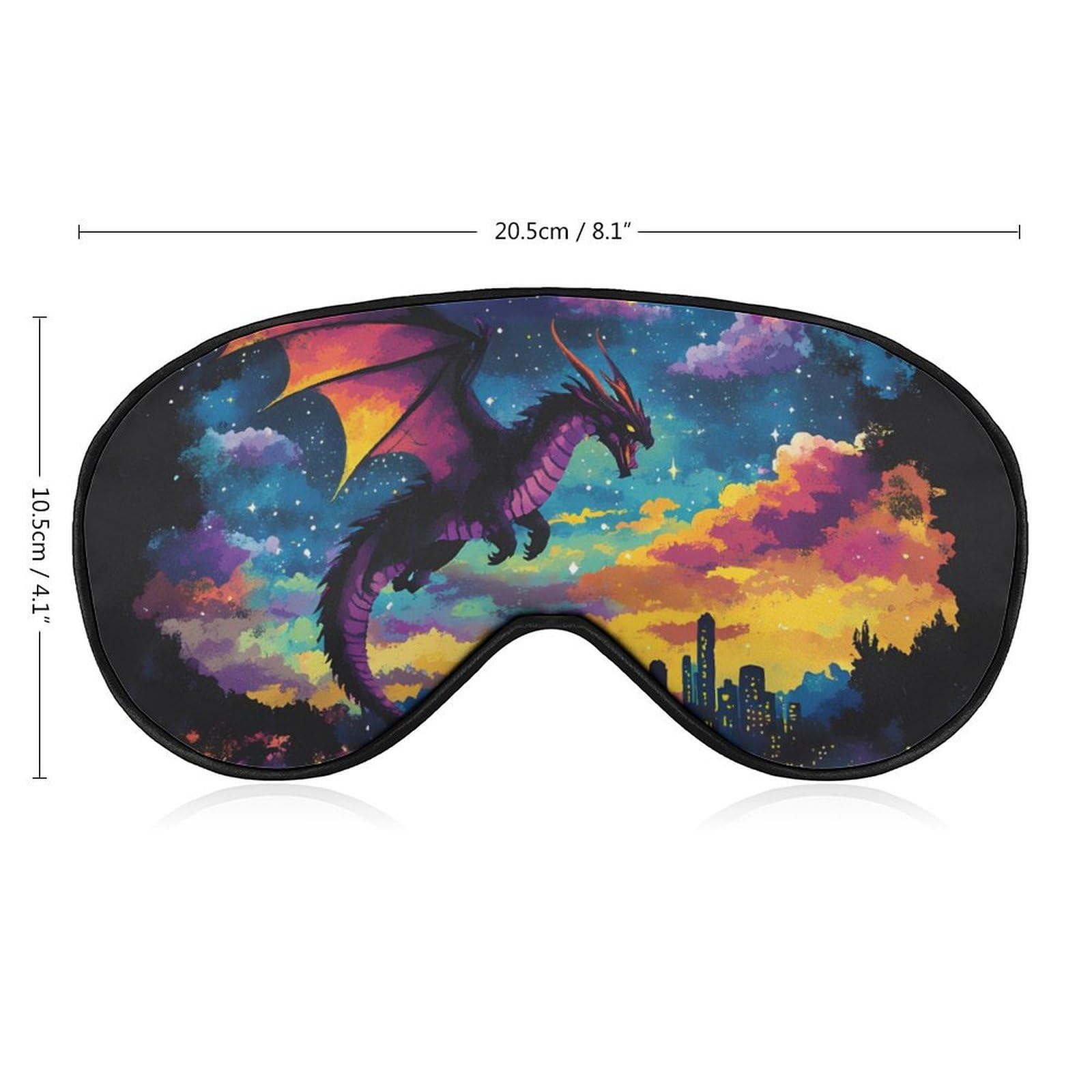 Black Dragon Flying Fantasy City Sleep Mask Eye Shade Cover Adjustable Strap for Travel Lunch Break Women Men