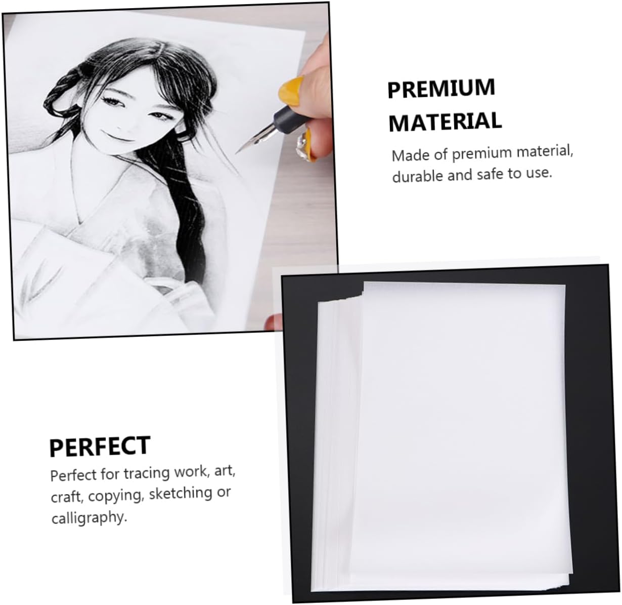 DOITOOL 150sheets Tracing Paper Translucent Design Sketch Paper for Engineering Drawings Calligraphy and Illustrations for Crafting and Drafting