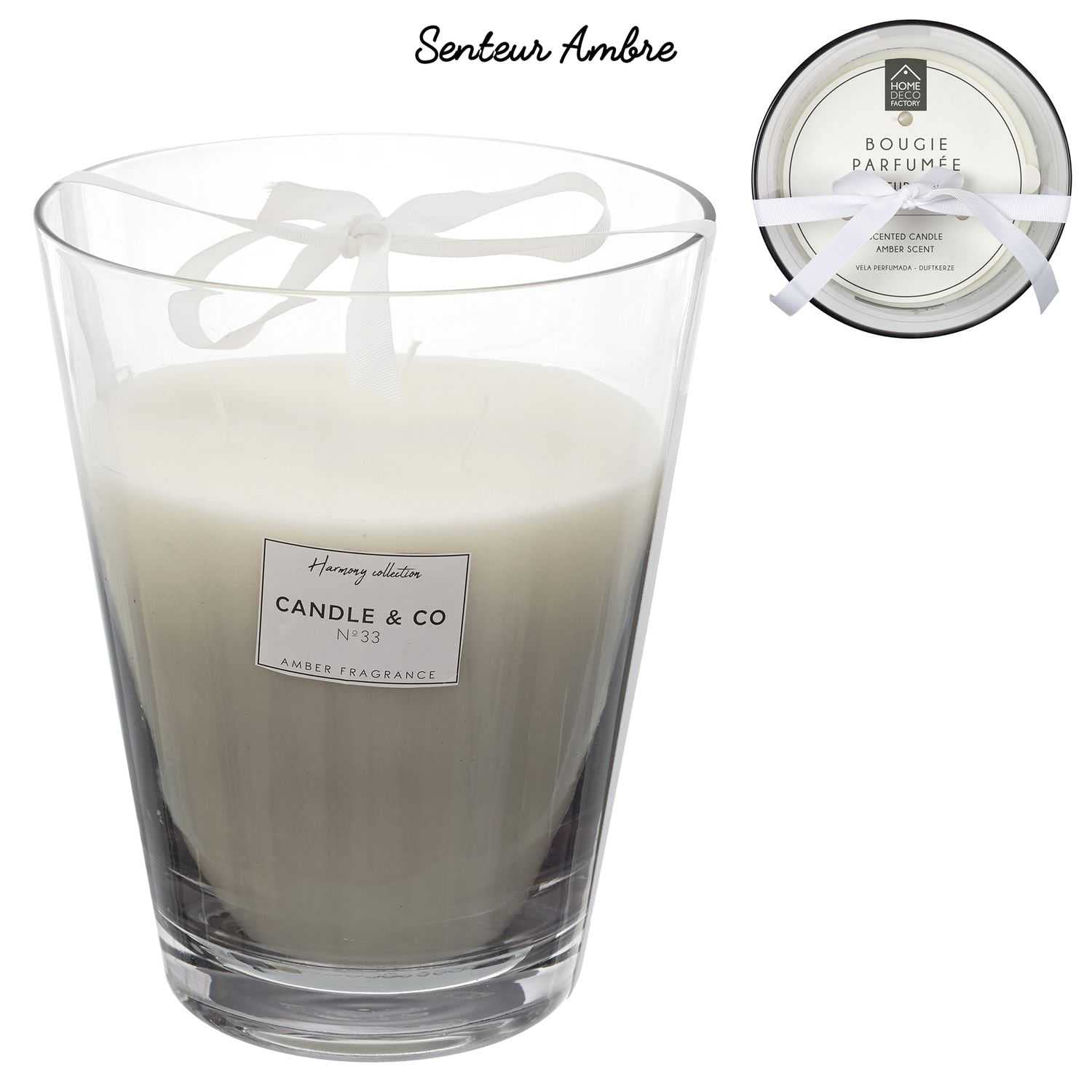 HOME DECO FACTORY Harmony Amber Duftkerzenvase 100h Grau