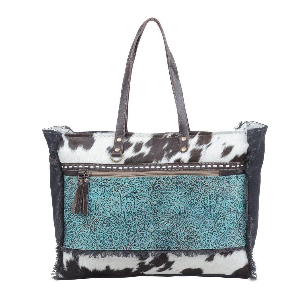 Sea Grass Canvas & Hairon Bag S-4739, Multicoloured