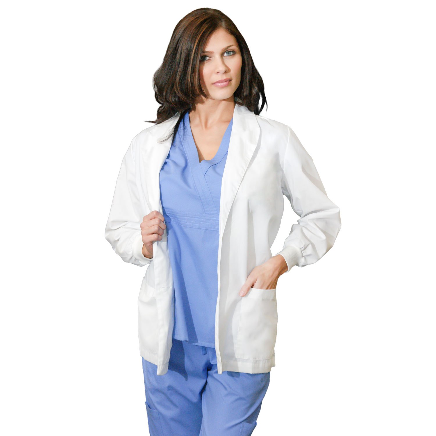 Medgear Womens Lab Coat for Women Shawl Collar White Lab Coat (XL, White)