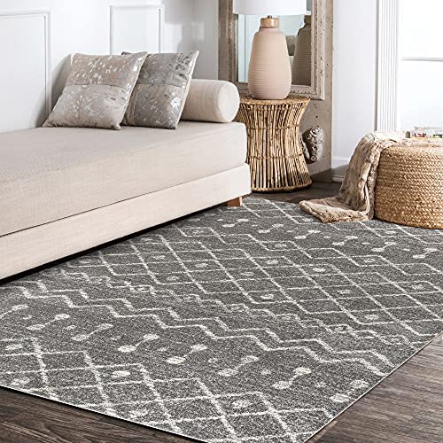 Image of JONATHAN Y Aksil Moroccan Beni Souk Gray /Cream Indoor Area Rug, 4x6, Bohemian, Scandinavian, Easy-Cleaning for Living Room, Bedroom, Kitchen, Pet Friendly, Non-Shedding (MOH208C-4)