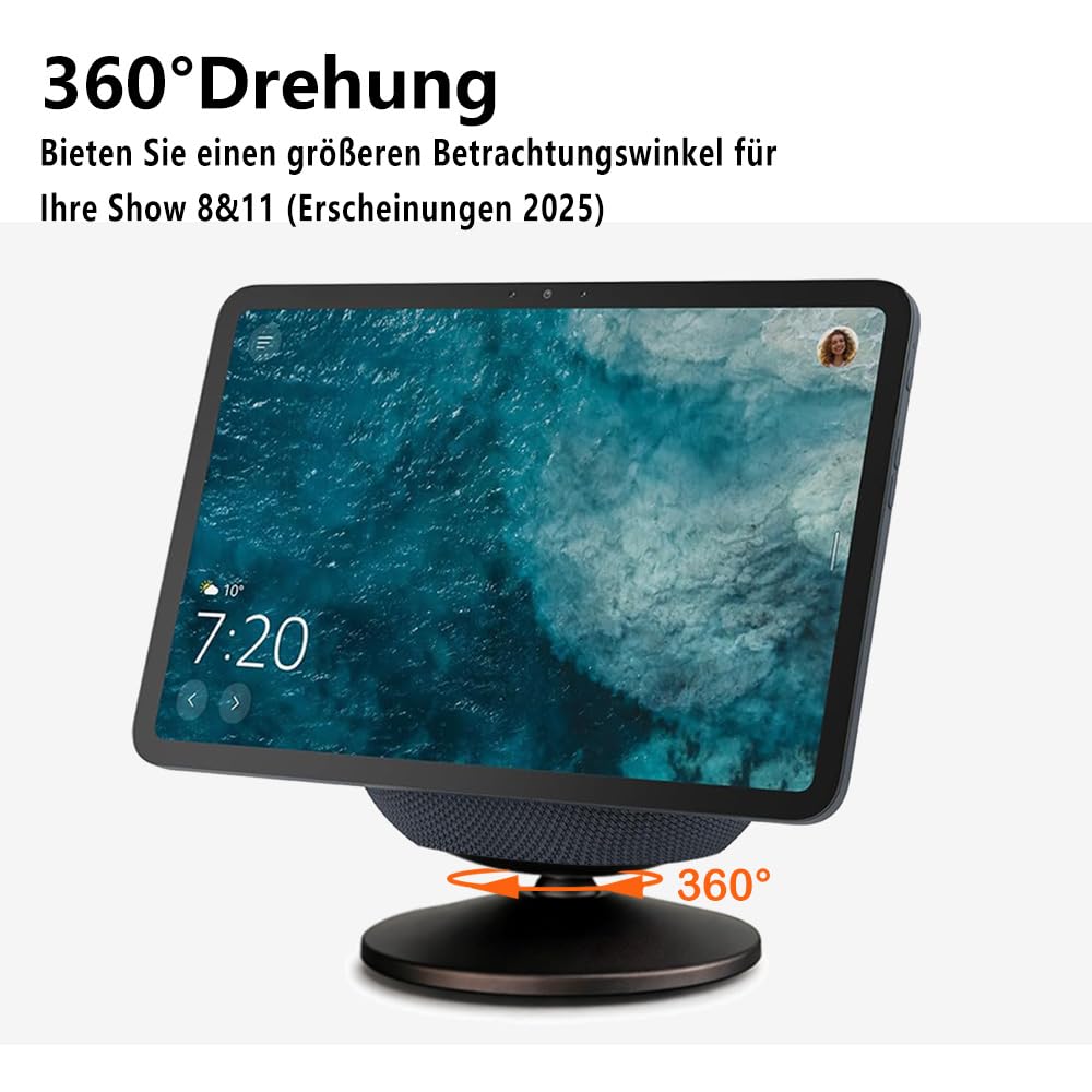 Verstellbarer Ständer für Amazon Echo Show 8 (4. Gen) & 11, Magnetischer Schreibtischhalter für Smart Display, 360-Grad-Neigung und rutschfeste Basis, Schwarz