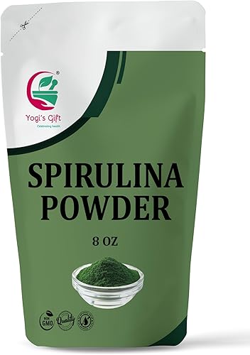 Yogi's Gift - Polvo de espirulina de 8 onzas, 100% natural y puro, perfecto para batidos, jugos y bienestar diario