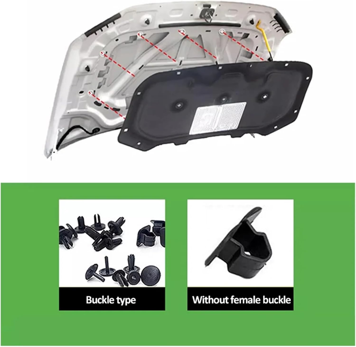 Car Hood Engine Insulation Pad Cotton Soundproof Cover Thermal Heat Mat Accessorie(Style A) Compatible for Honda Civic 10th Gen FC FK 2016~2021 2017 (Style B)