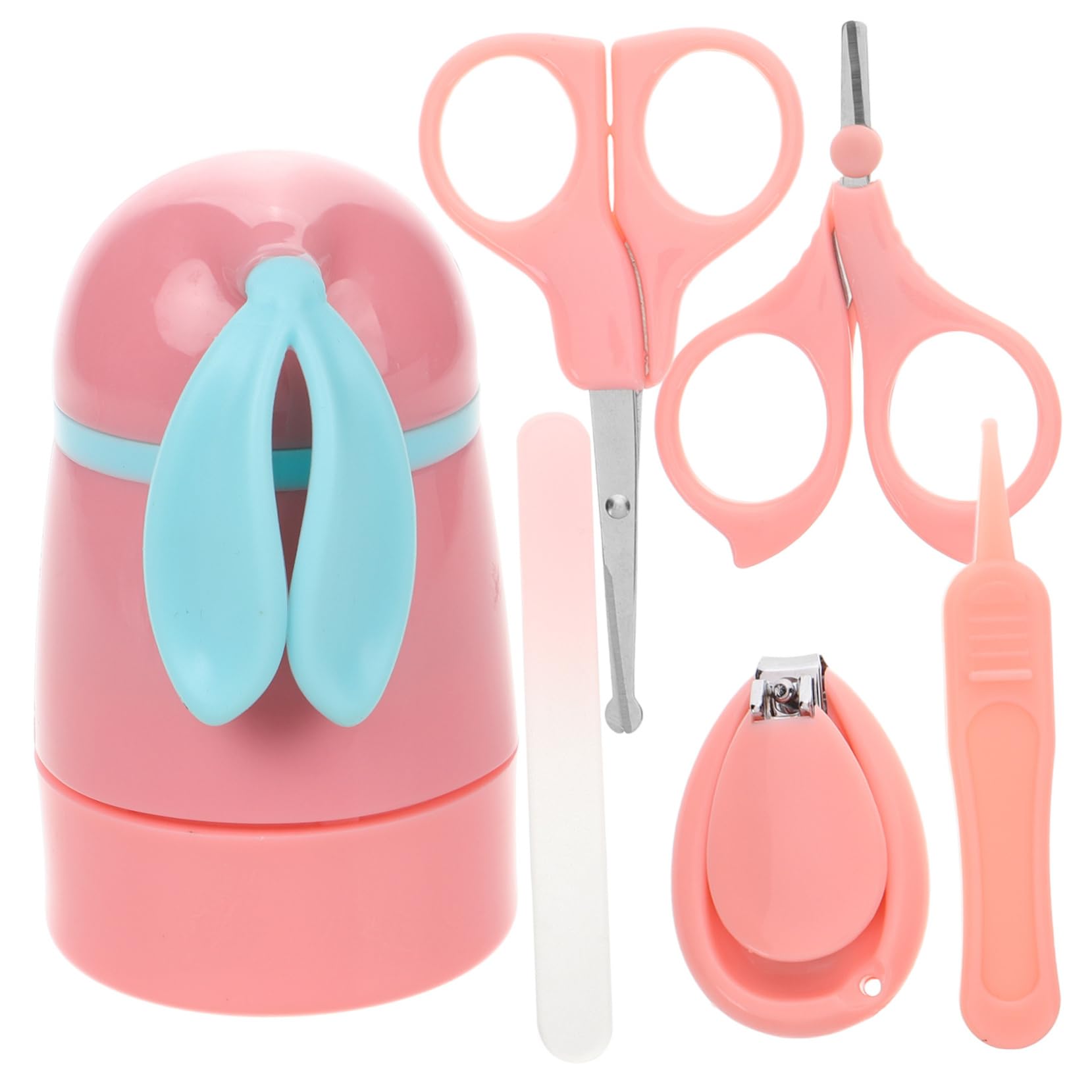Toyvian Baby Grooming Kit 5-in-1 Nail Care Set for Newborns Clippers Scissors File Tweezer and Case