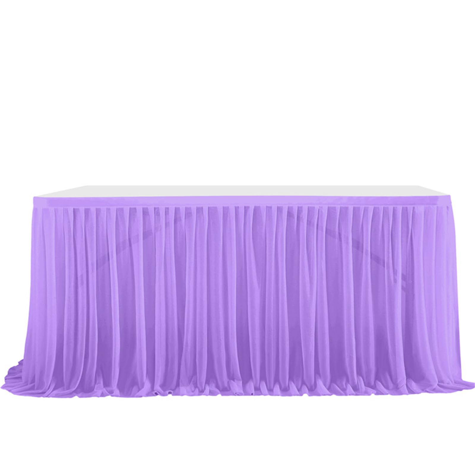 Highdi Tulle Table Skirt for Parties Rectangular Table, Fluffy Tulle Desk Gauze for Wedding Parties Birthday Parties and Home Cake Table Décor (8FT/243x77cm,Purple)