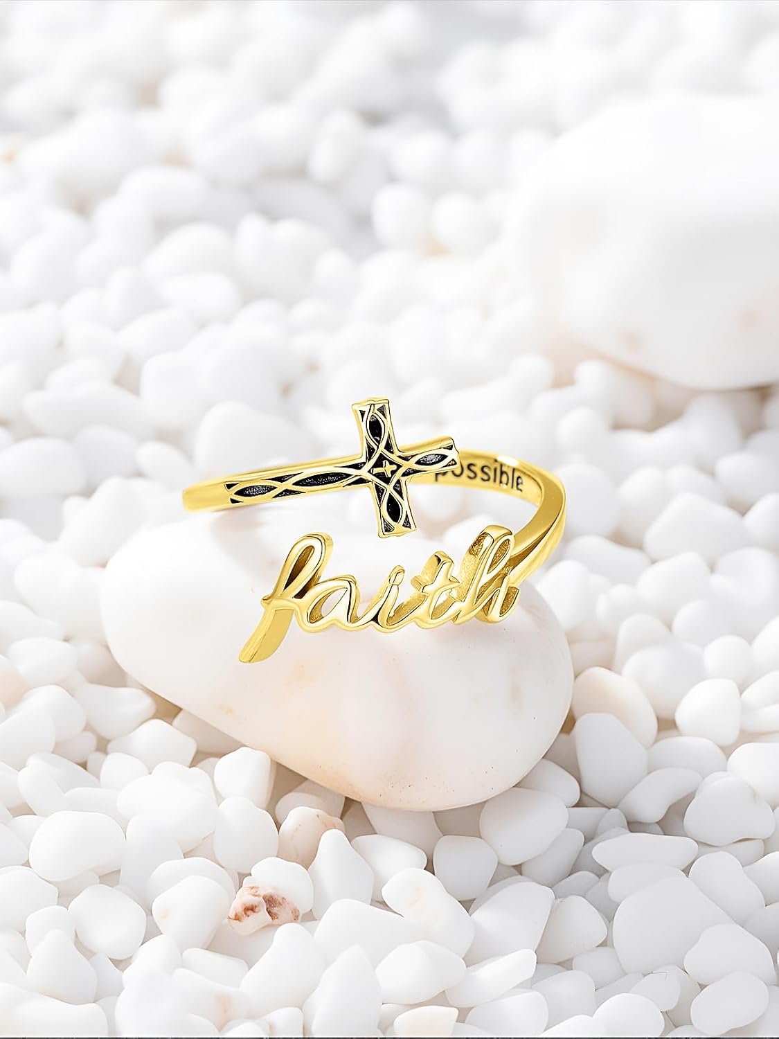 Cross Rings Faith Ring 925 Sterling Silver Adjustable Cross Wrap Ring Christian Fashion Band for Women