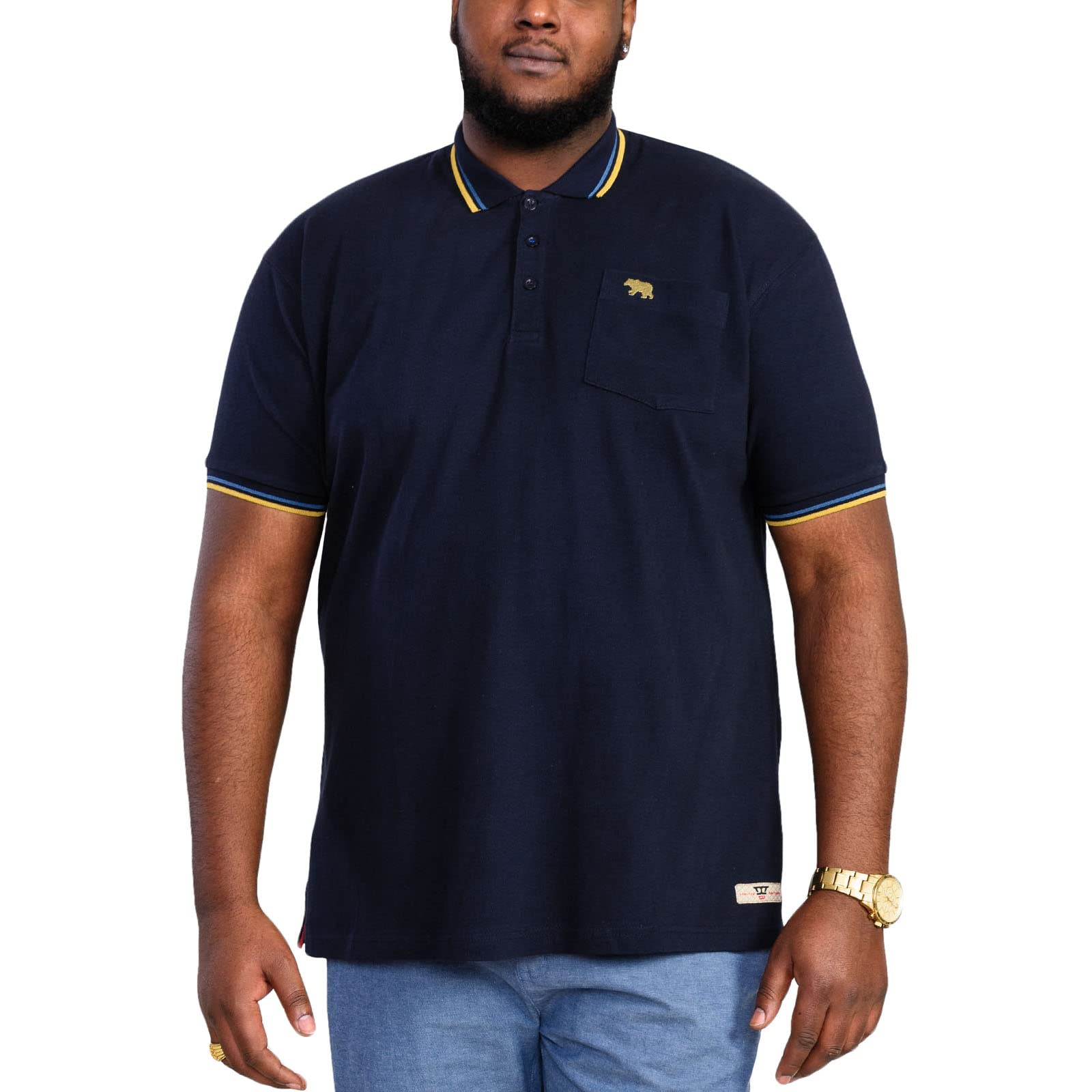 Duke D555 Men's Blue Duke Hamford Tipped Collar Pique Polo Shirt - 5XL