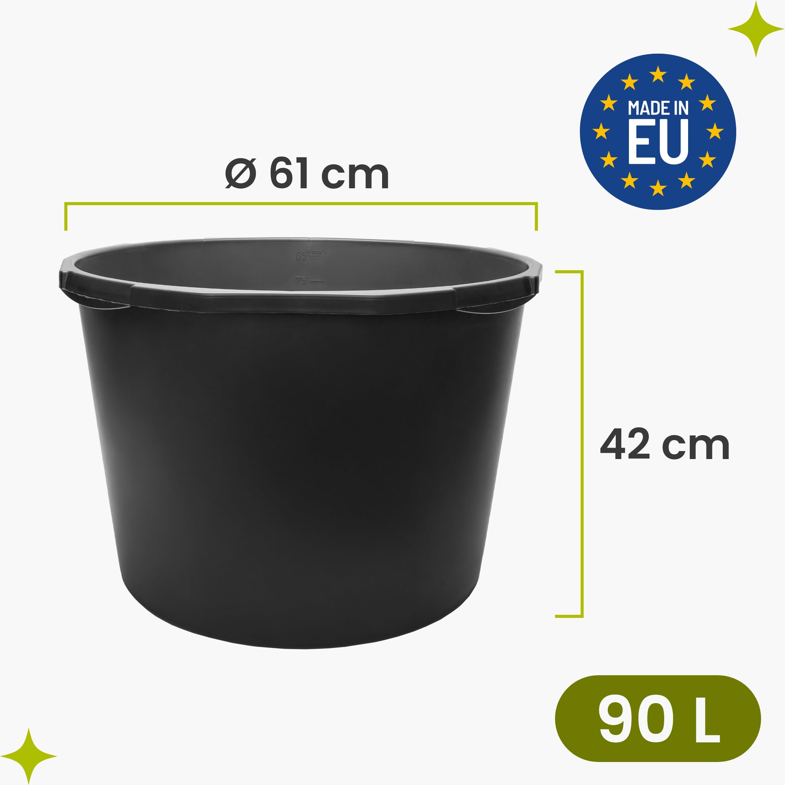 Garronda 5 Pack 90 L Abdeckfolie Malerfolie Abdeckplane HDPE GD-0170 | Robuste Kunststoffwanne aus recyceltem PE, mit Griffen, als Mörtelkasten für Baustelle, Garten, Haushalt und Werkstatt
