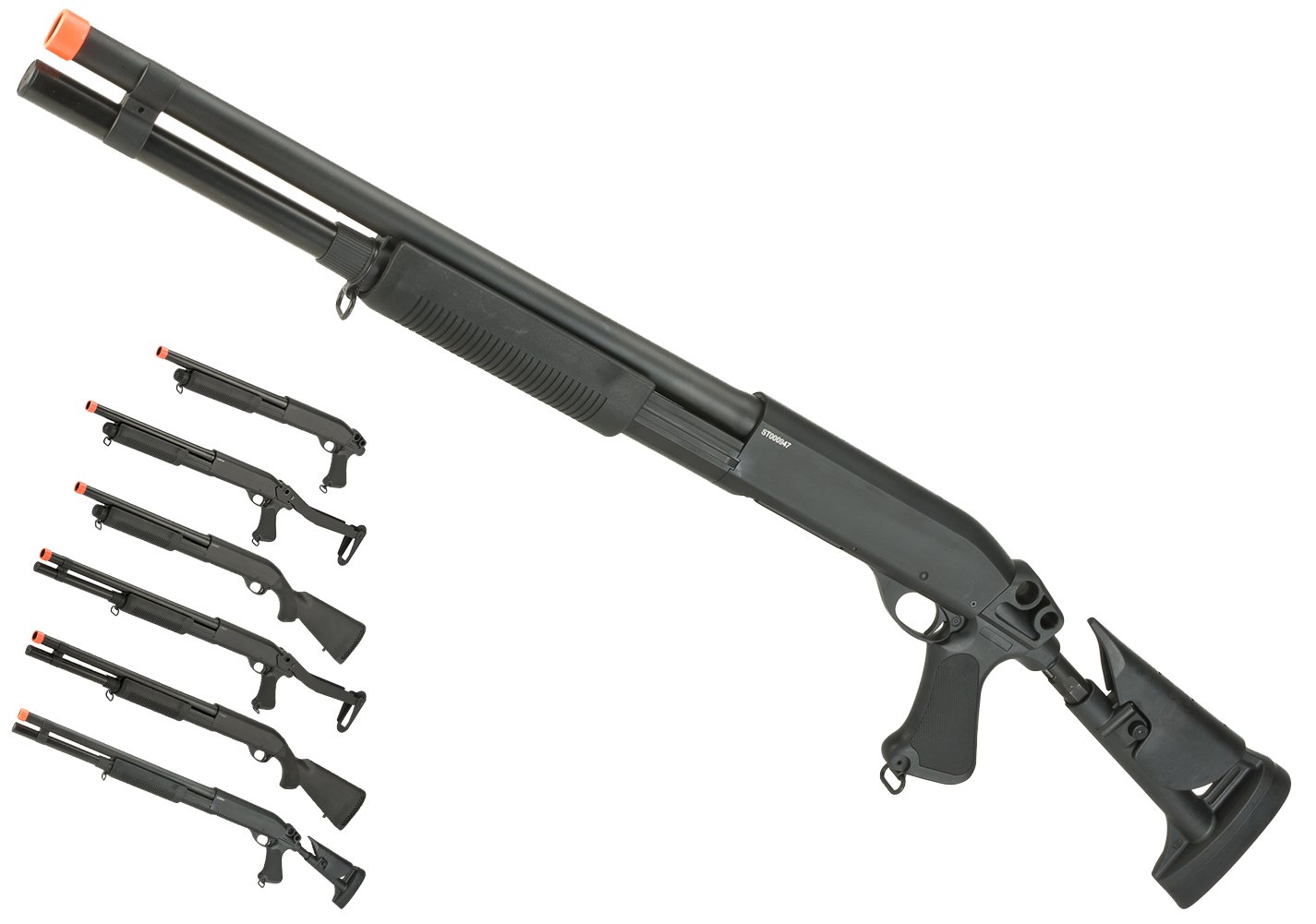 Evike Airsoft - CYMA Standard Metal M8.70 3-Round Bu.RST Multi-S.hot Sh.ell Loading Airsoft Sh.otgu.n (Model: Retractable St.ock Full Metal) - (PID: 60168)